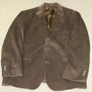 VTG HUNT VALLEY Gentlemens Clothing Sz 48R Brown Corduroy 2 Button Blazer Jacket
